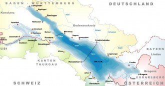 Bodensee Bodeni tó térkép, a fő települések