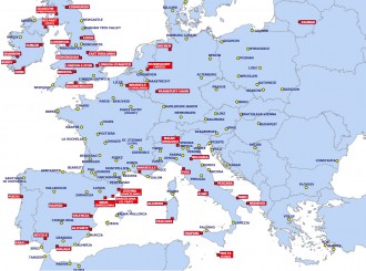 Kinagyítható térkép a Ryanair desztinációival