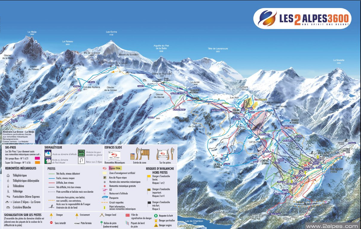 Les Deux Alpes sípályák térkép