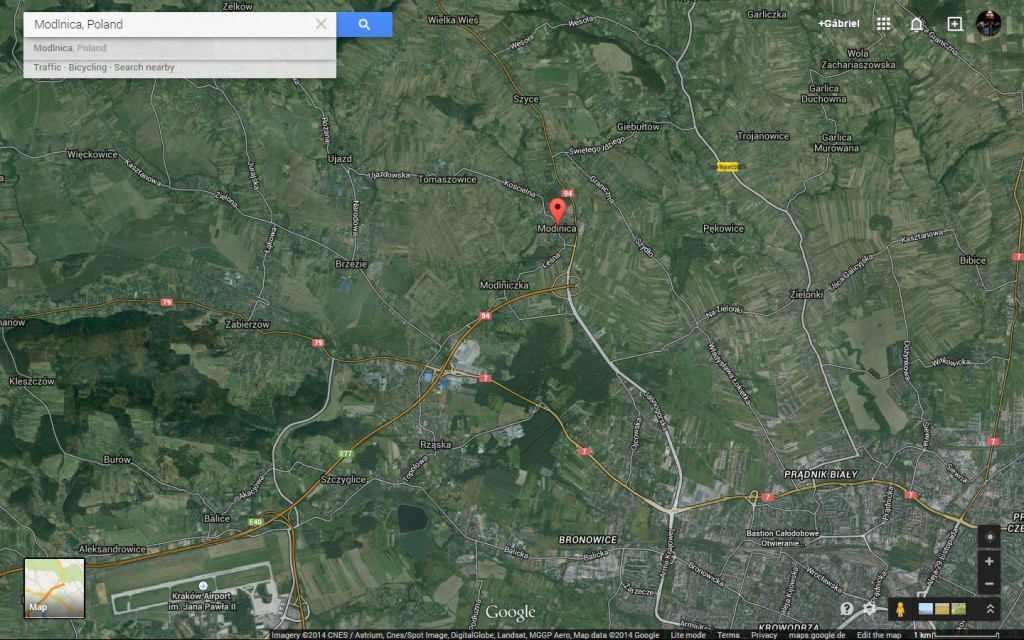 Modlnica térkép GoogleMaps műholdkép